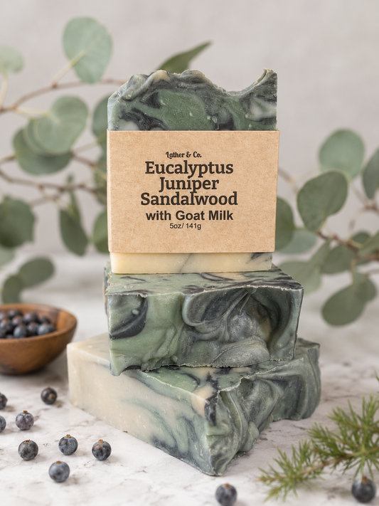 EUCALYPTUS JUNIPER SANDALWOOD GOAT MILK BAR SOAP
